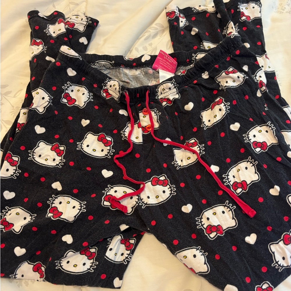Hello Kitty Black Pajama Bottoms with Red Accents